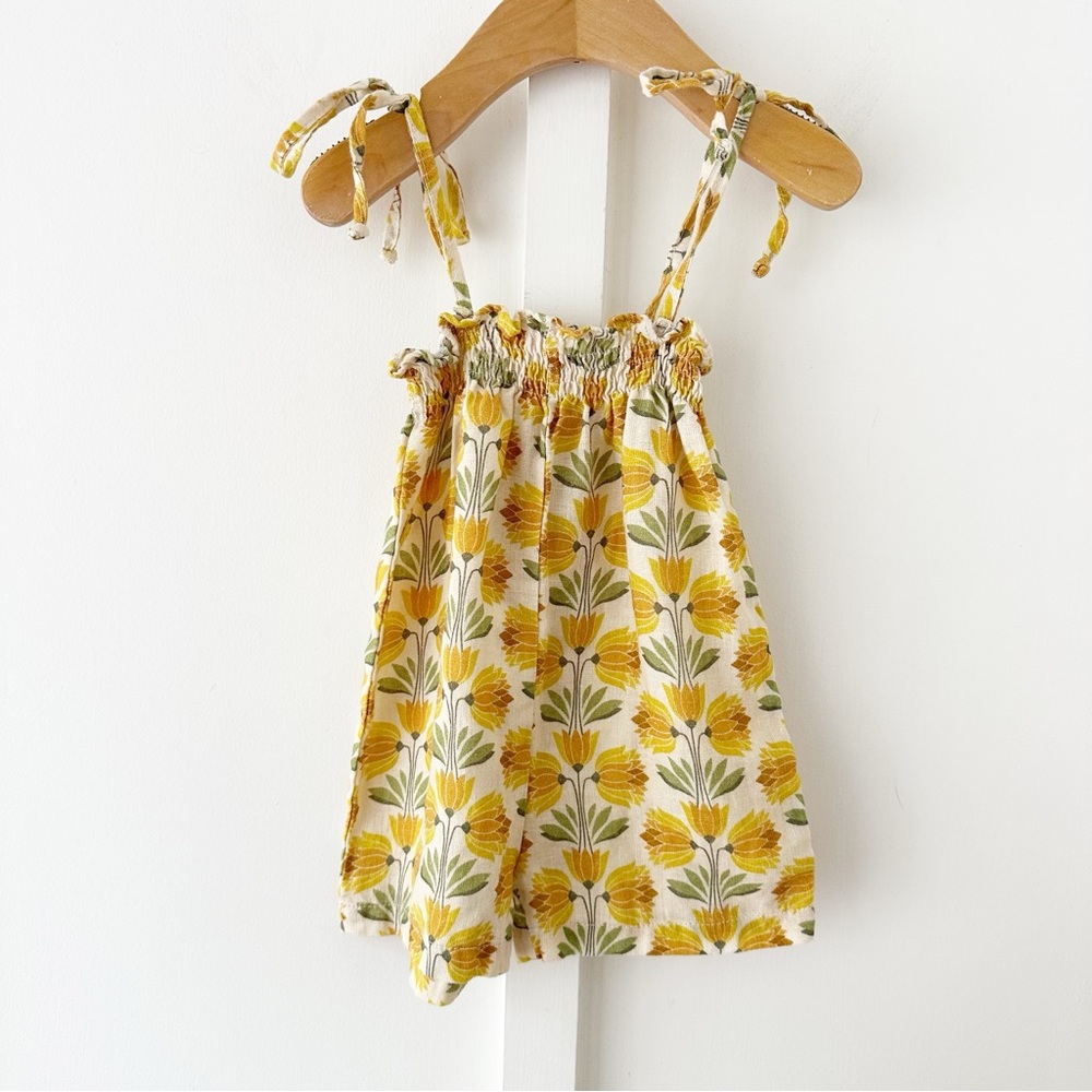 BABE & TESS yellow floral linen romper